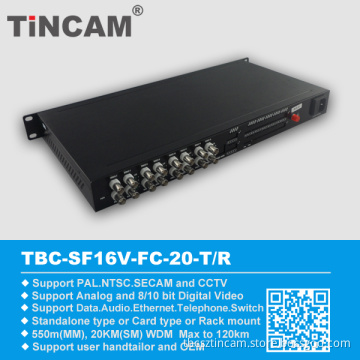 16-Channel Fiber Optic Video Converter Transceiver (TBC-16V-20-FC)